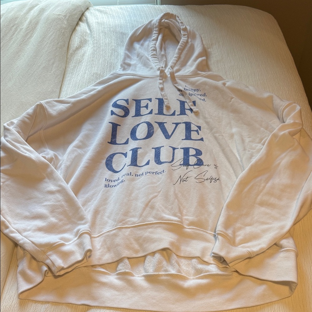Women’s Target Oversized Self Love Club Hoodie in White and Blue- Size XXL
